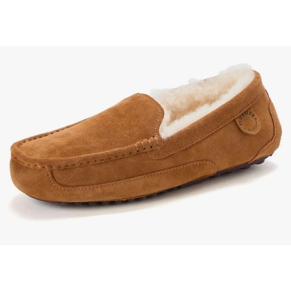 Fireside By Dearfoams Men's Melbourne Genuine Shearling Moccasin Slippers -9